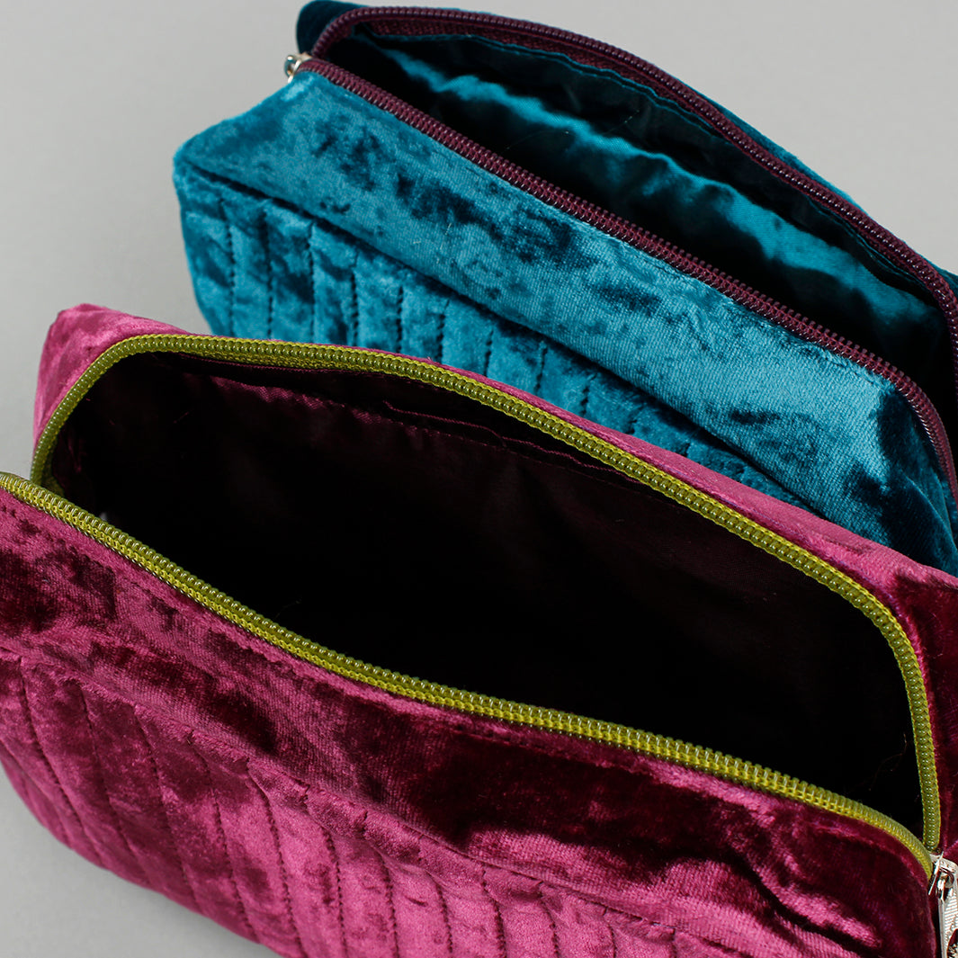 Quilted Velvet Cosmetic Bag