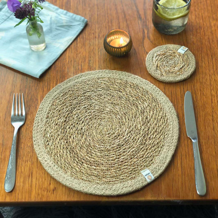 *NQP* Seagrass & Jute Tablemat - Natural/Natural