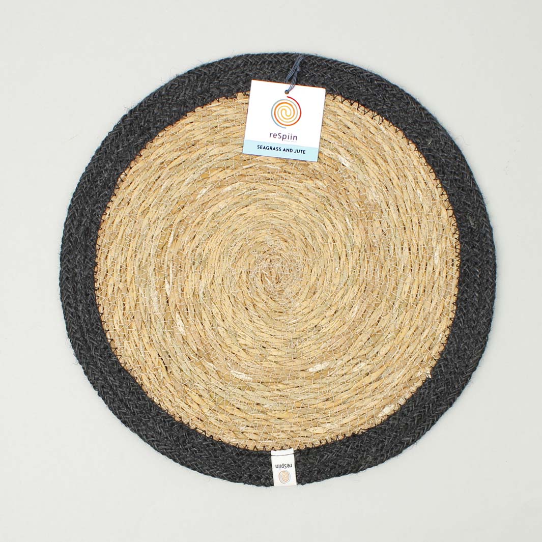 *NQP* Seagrass & Jute Tablemat - Natural/Black