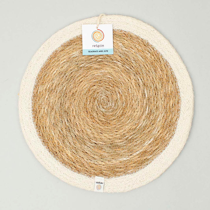 *NQP* Seagrass & Jute Tablemat - Natural/White