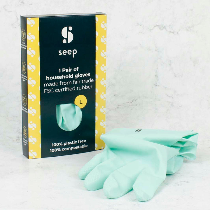 *NQP* Sustainably Sourced Rubber Gloves - Turquoise - Size Large