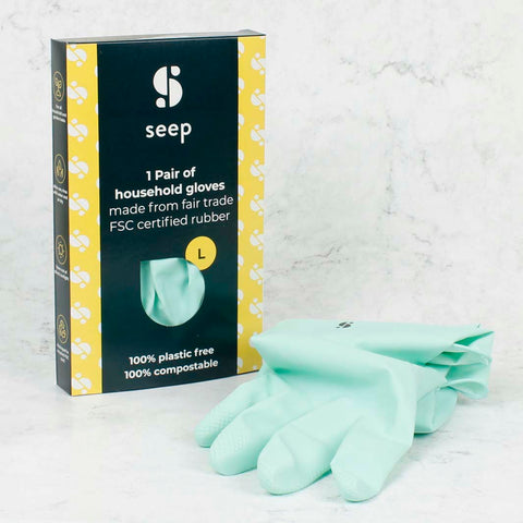 *NQP* Sustainably Sourced Rubber Gloves - Turquoise - Size Large