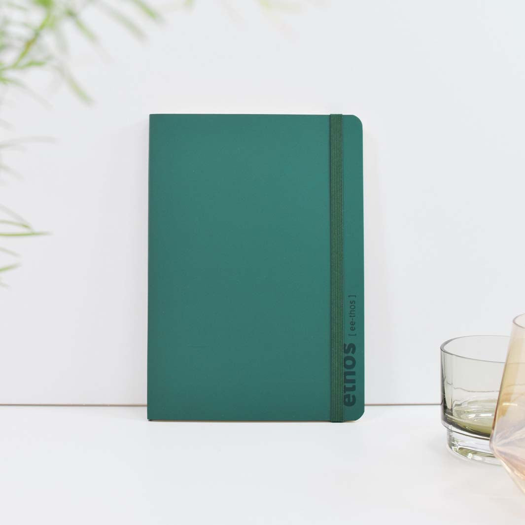 A5 Recycled Leather 'Ethos' Notebook - Emerald Green