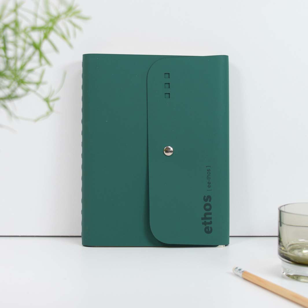 A5 Recycled Leather 'Ethos' Wire-Bound Folio - Emerald Green