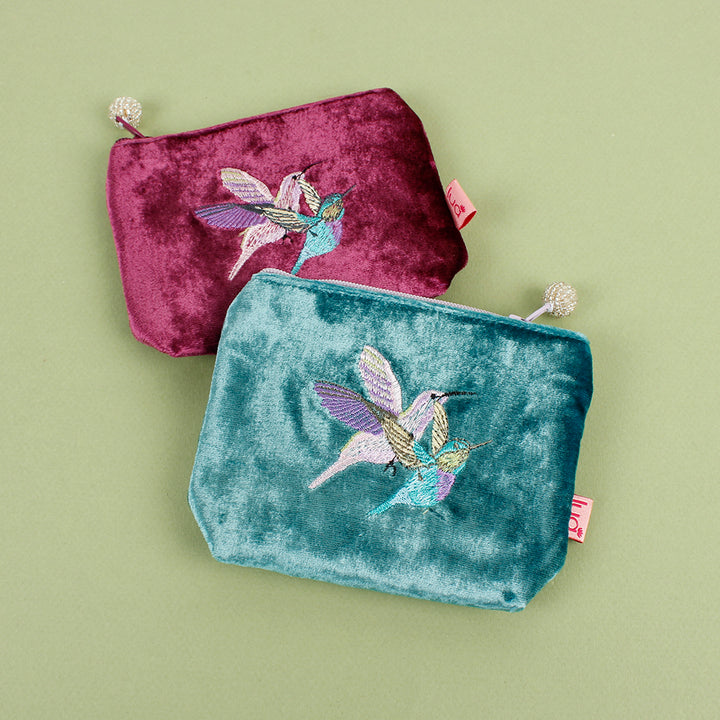 Velvet Embroidered Mini Purse