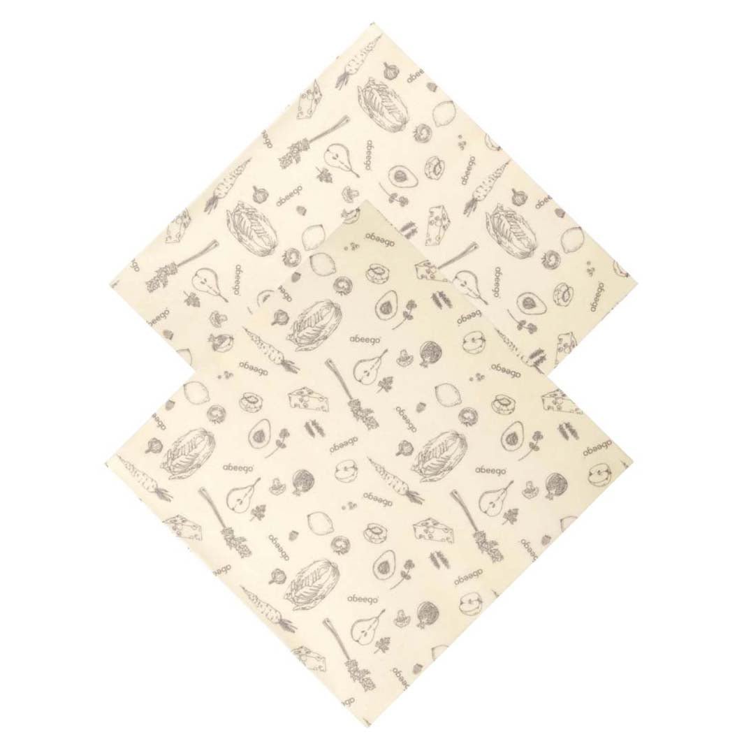 Abeego Beeswax Food Wraps - 2 Large Squares - Green Tulip