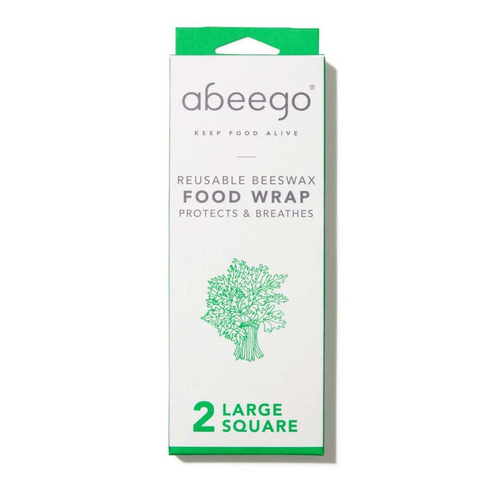 Abeego Beeswax Food Wraps - 2 Large Squares - Green Tulip