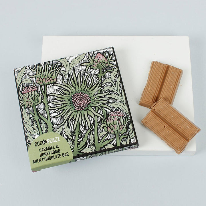 Alff.a.Bet: Thistle - Caramel & Honeycomb Milk Chocolate Bar - Green Tulip