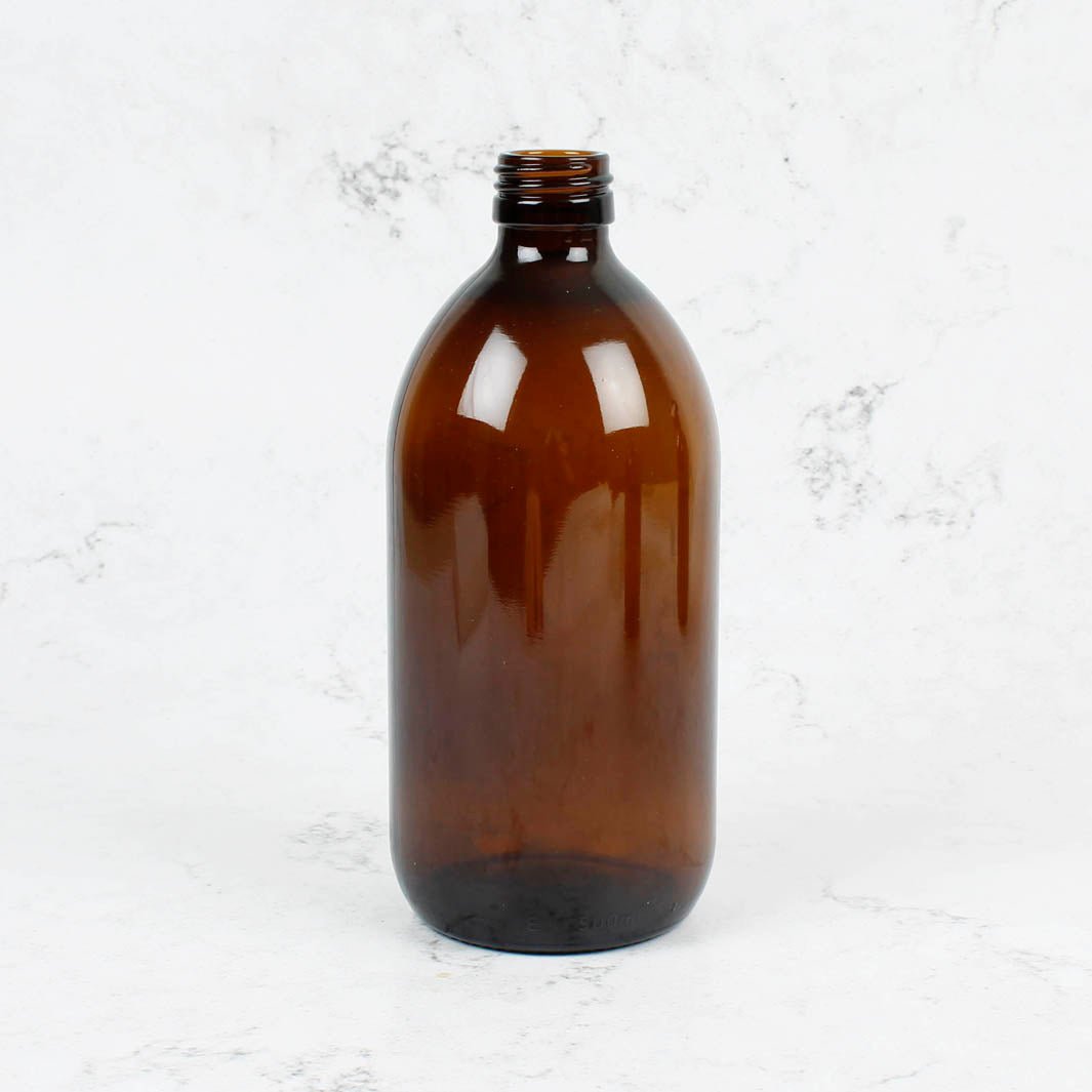 Amber Glass Bottle (No Cap) - 500ml - Green Tulip