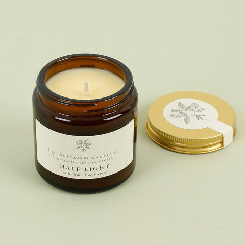 Amber Glass Jar Soy Wax Candle - Half Light