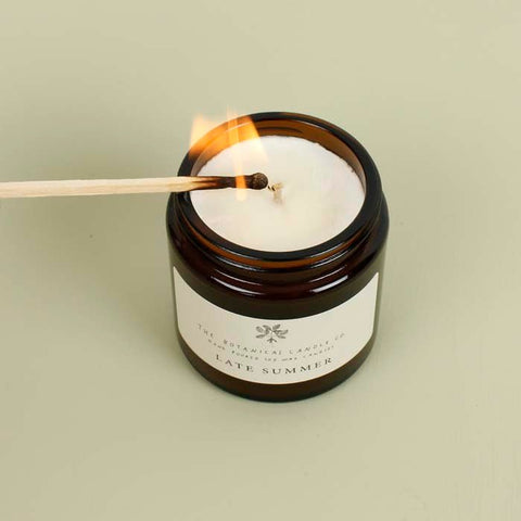 Amber Glass Jar Soy Wax Candle - Late Summer