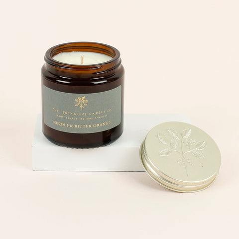 Amber Glass Jar Soy Wax Candle - Neroli & Bitter Orange