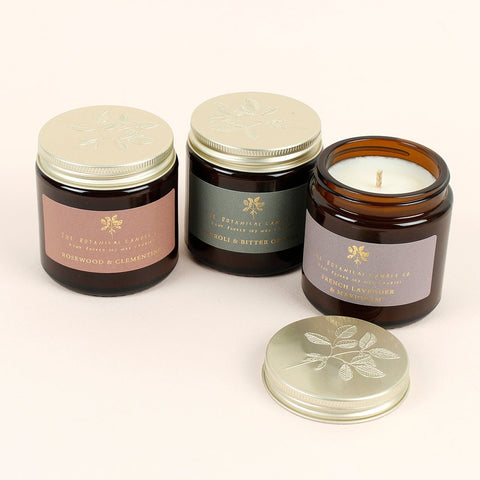 Amber Glass Jar Soy Wax Candle - Rosewood & Clementine