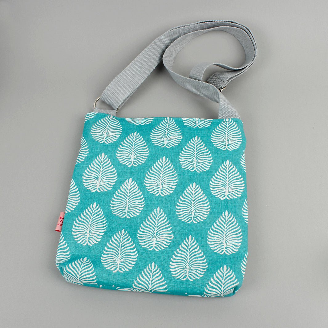 Aqua Leaf Messenger Bag - Green Tulip