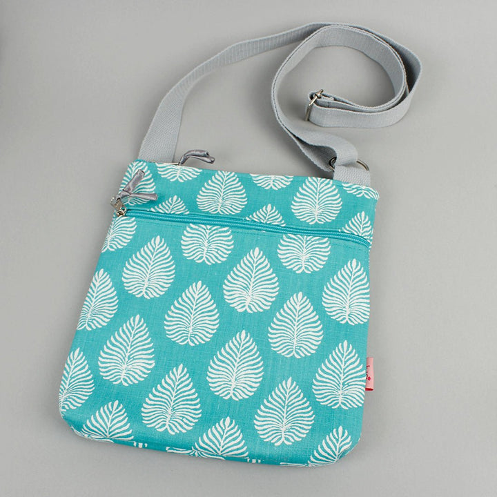 Aqua Leaf Messenger Bag - Green Tulip