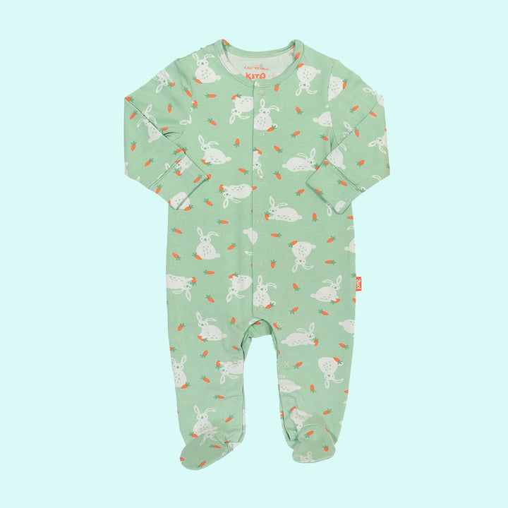 Baby Bun Sleepsuit - Green Tulip