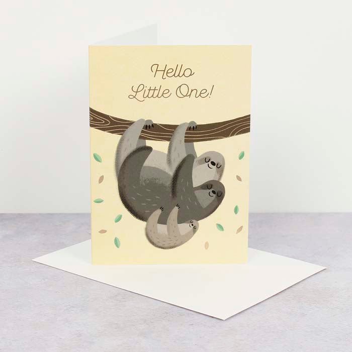 Baby Sloth New Baby Card - Green Tulip
