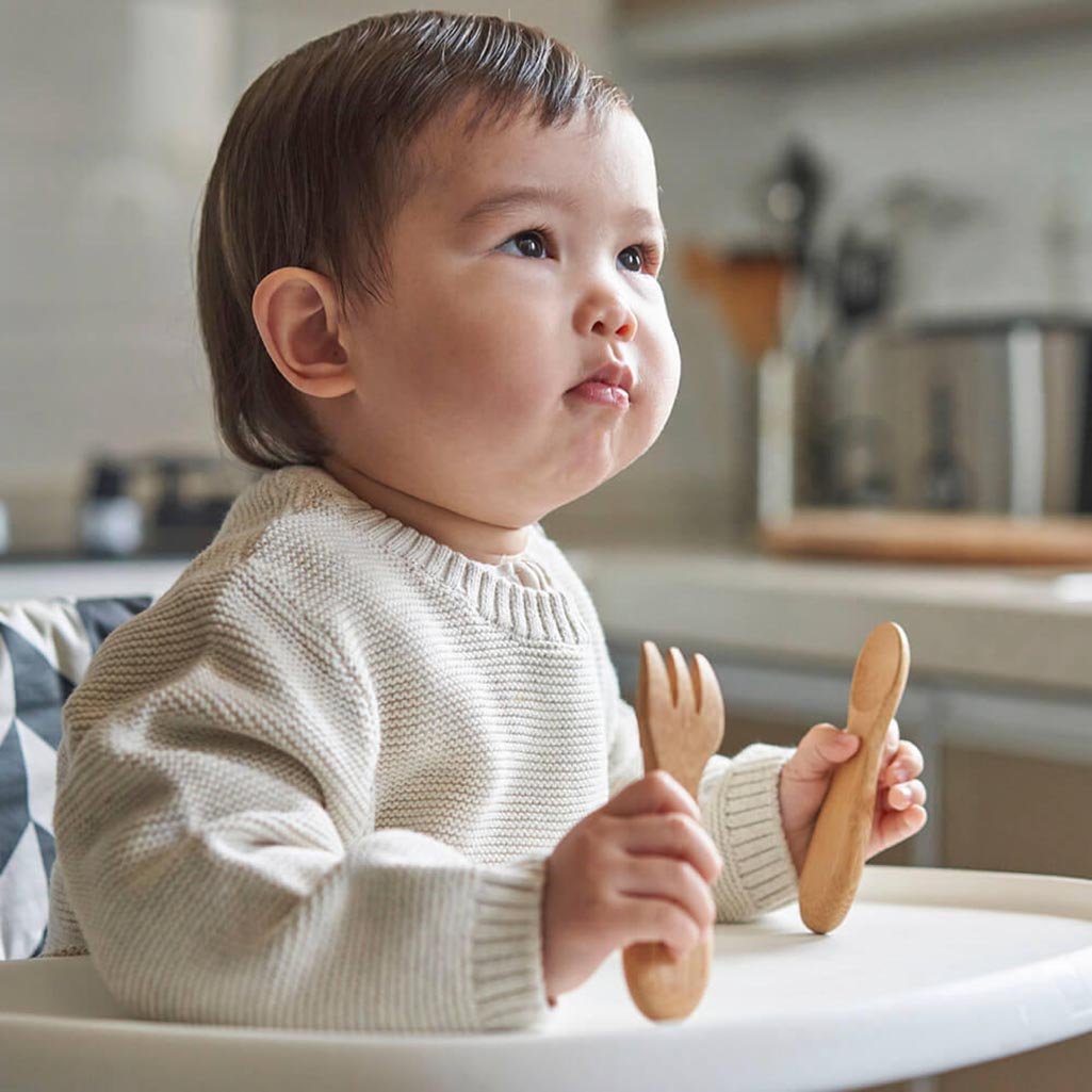 Baby's Bamboo Feeding Utensils - Green Tulip