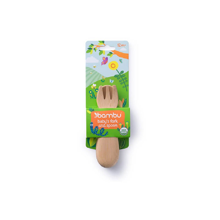 Baby's Bamboo Feeding Utensils - Green Tulip