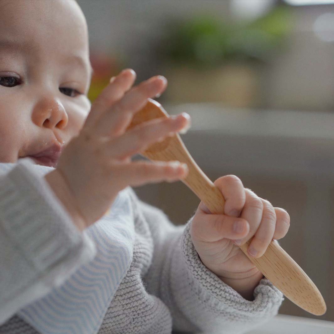 Baby's Bamboo Feeding Utensils - Green Tulip