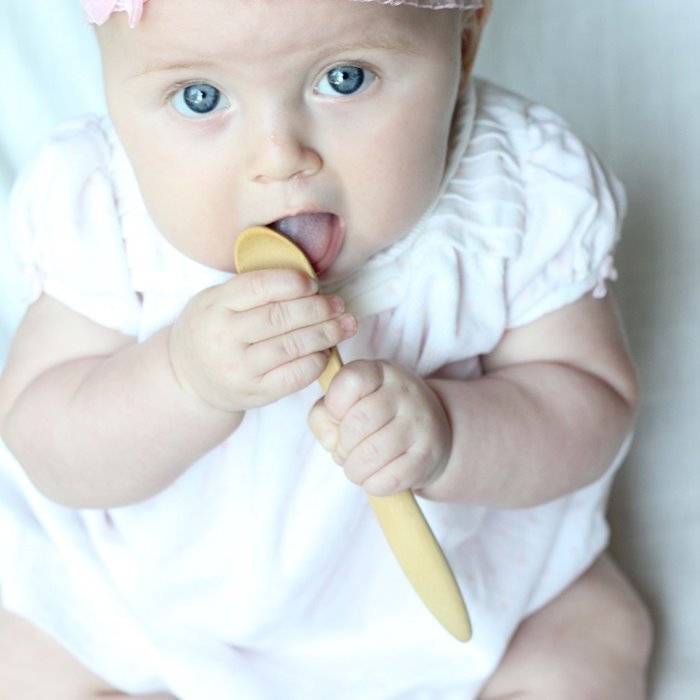 Baby's Bamboo Feeding Utensils - Green Tulip