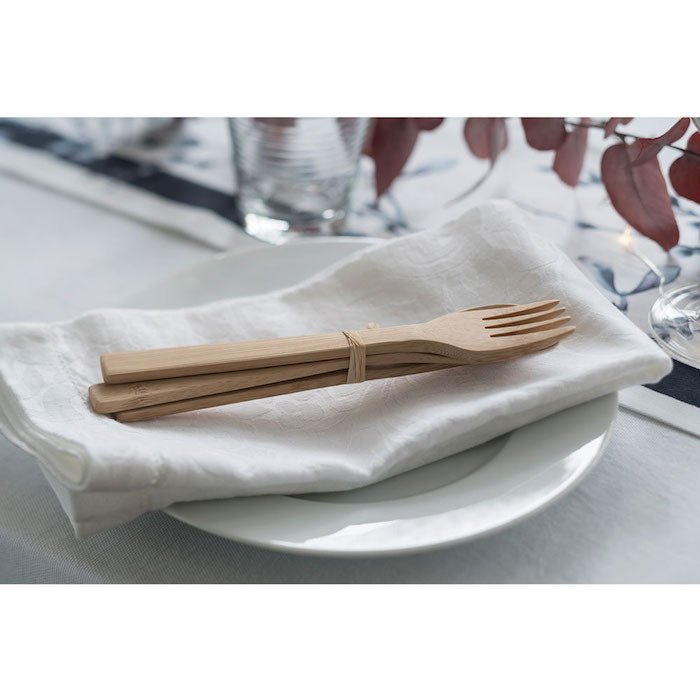 Bamboo Knife, Fork & Spoon Set - Green Tulip