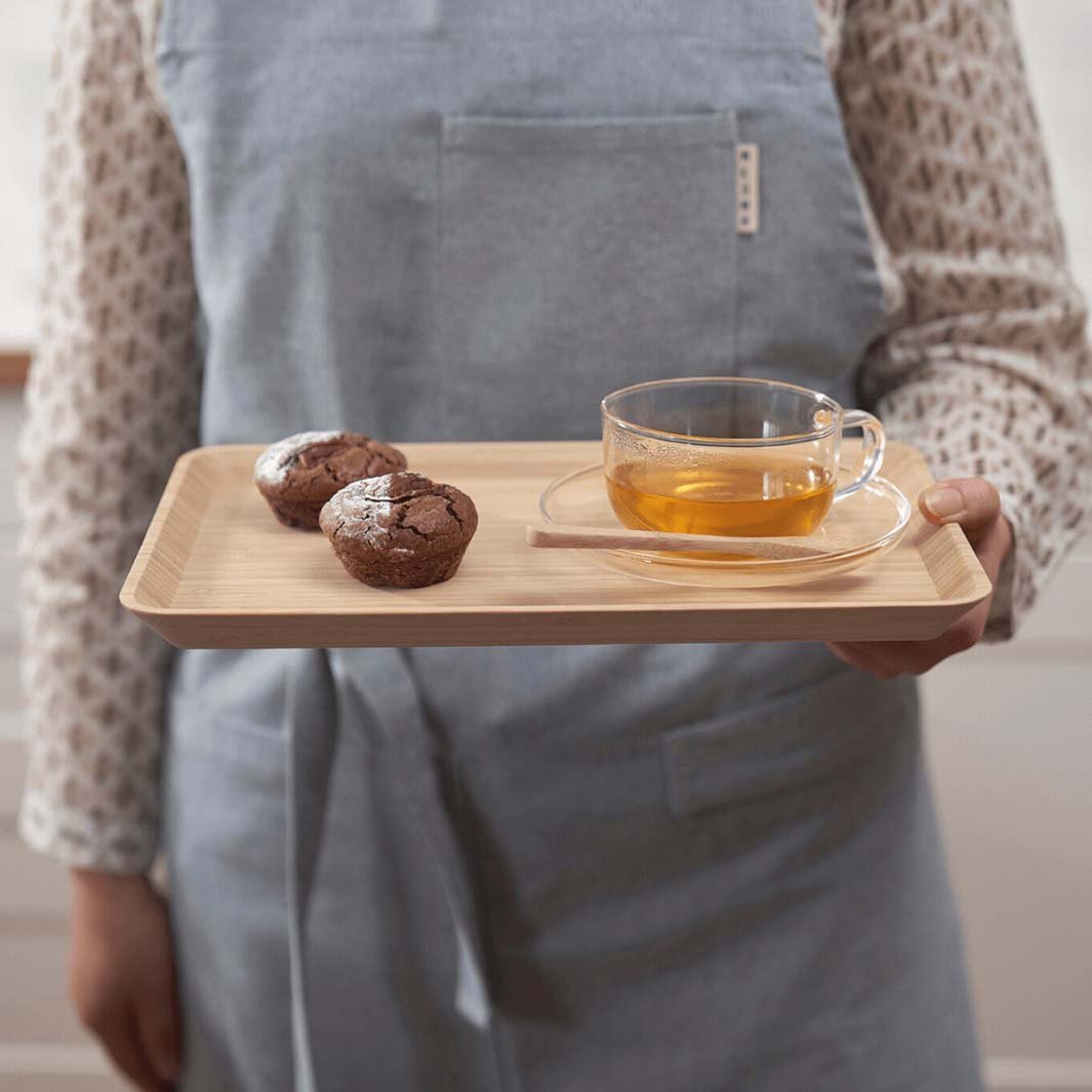 Bamboo Rectangle Serving Tray - Green Tulip