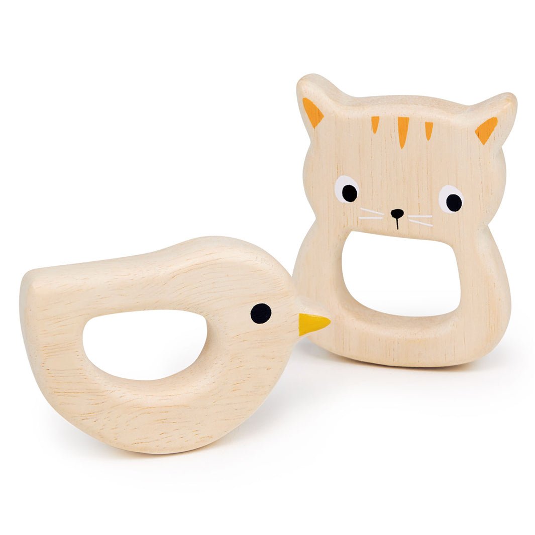 Bird & Kitten Teethers - Green Tulip