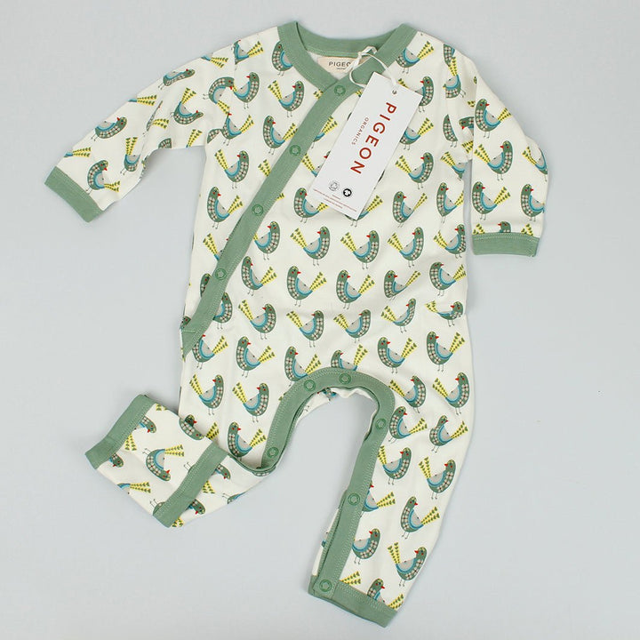 Birds Kimono Romper - Green - Green Tulip