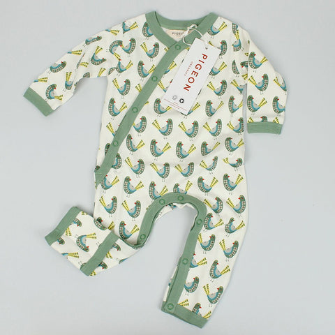 Birds Kimono Romper - Green