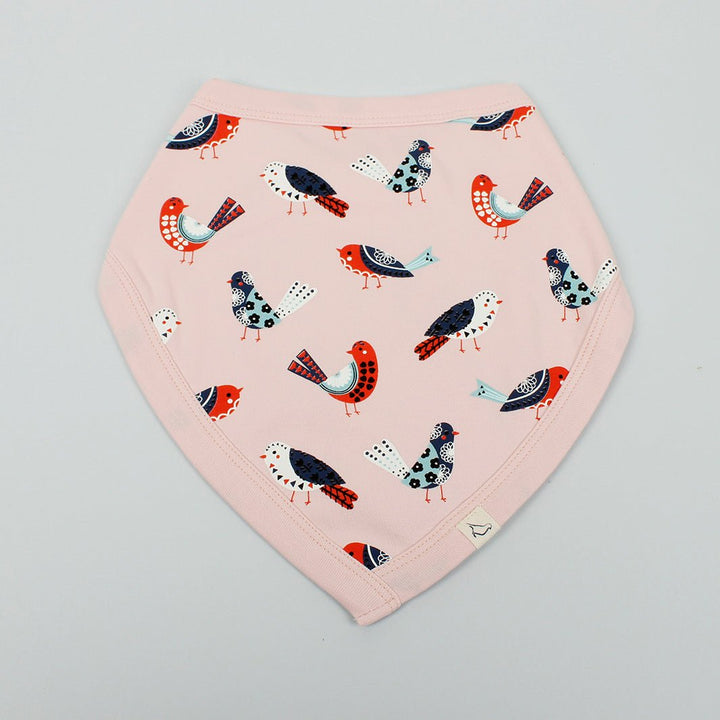 Birds Reversible Bandana Bib - Pink - Green Tulip