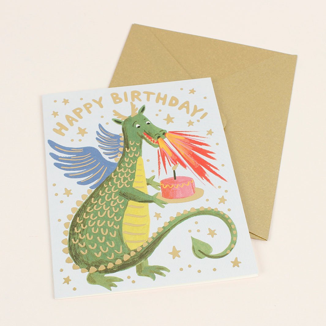 Birthday Dragon Card - Green Tulip