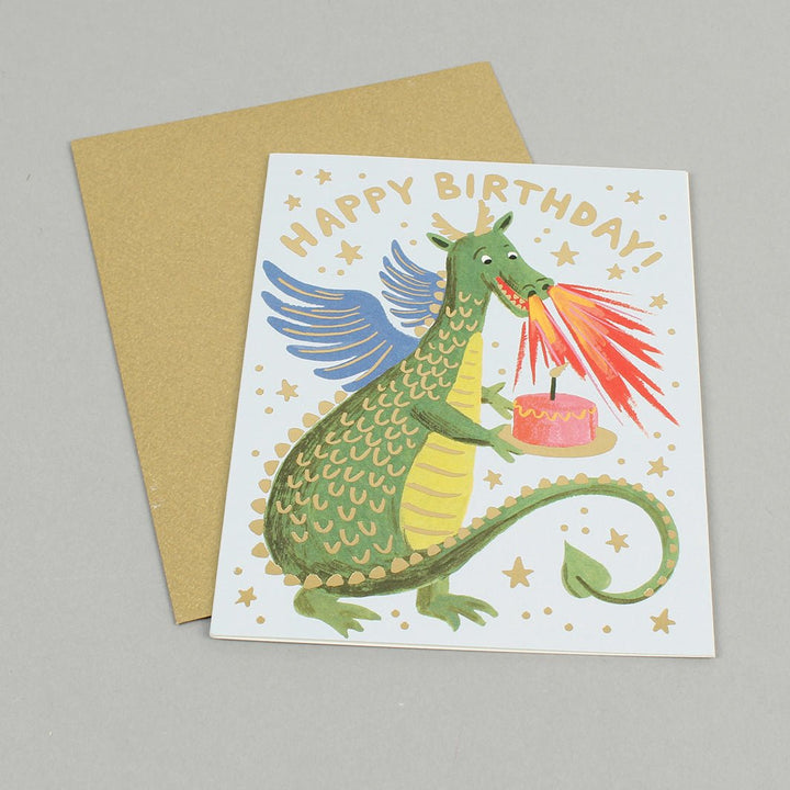 Birthday Dragon Card - Green Tulip