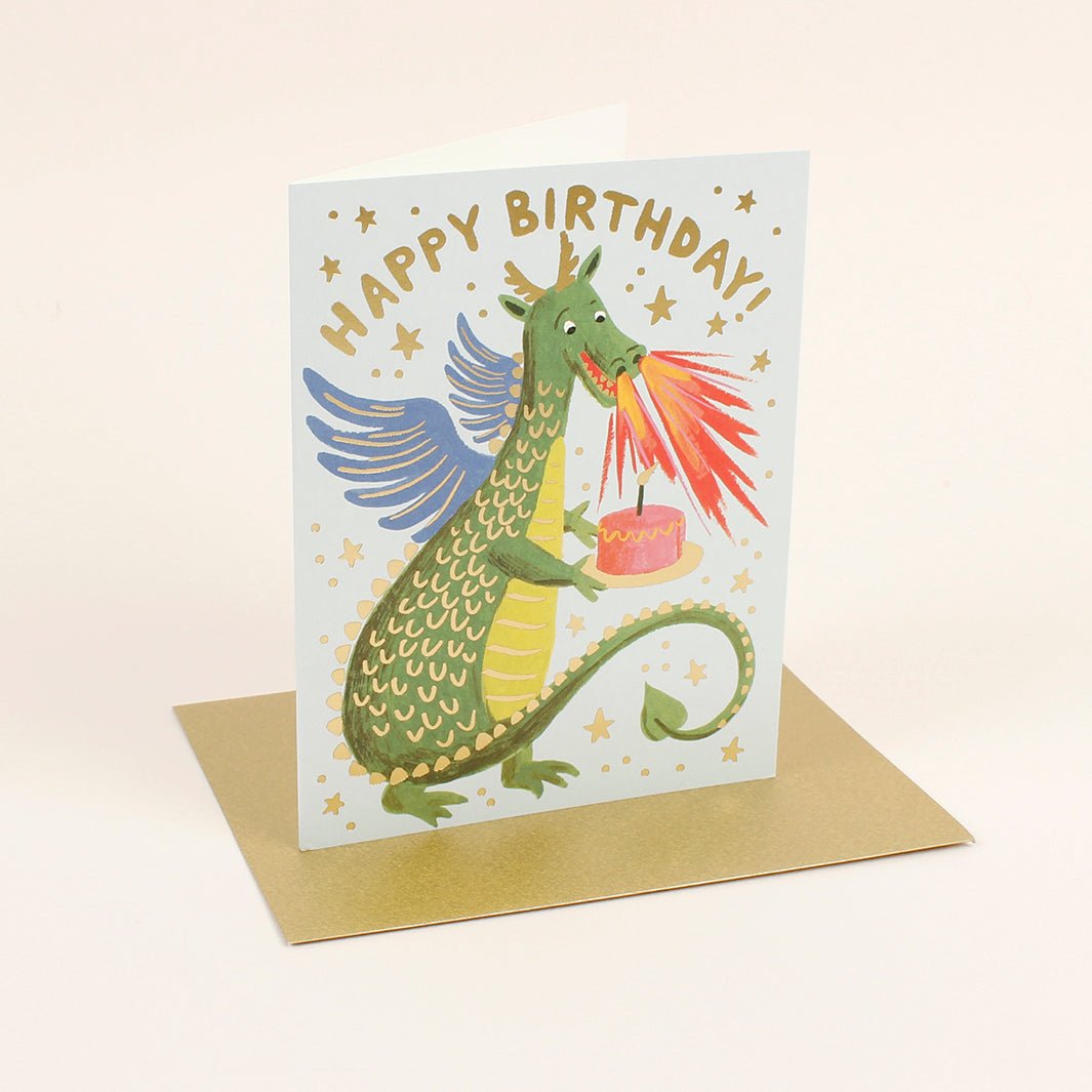 Birthday Dragon Card - Green Tulip