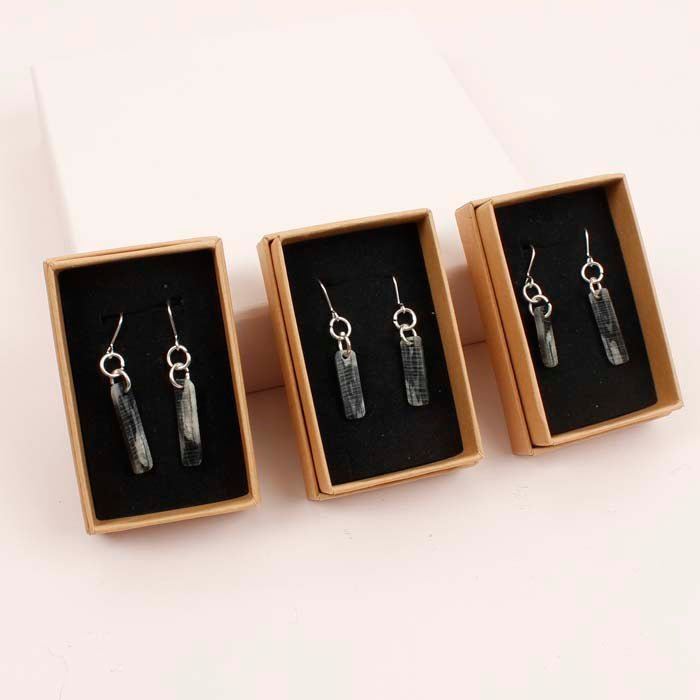 Black & White Recycled Acetate Earrings - Green Tulip