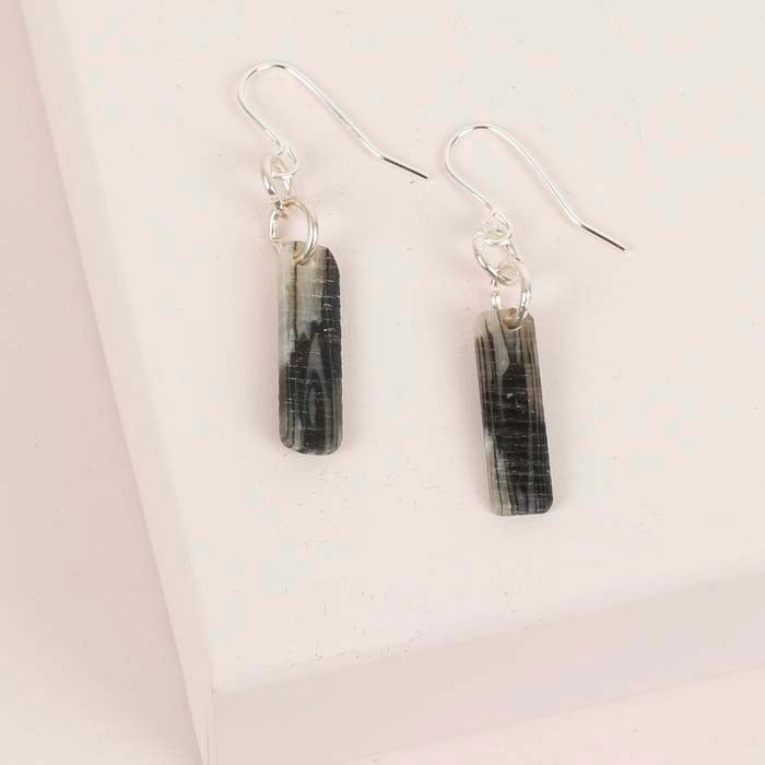 Black & White Recycled Acetate Earrings - Green Tulip