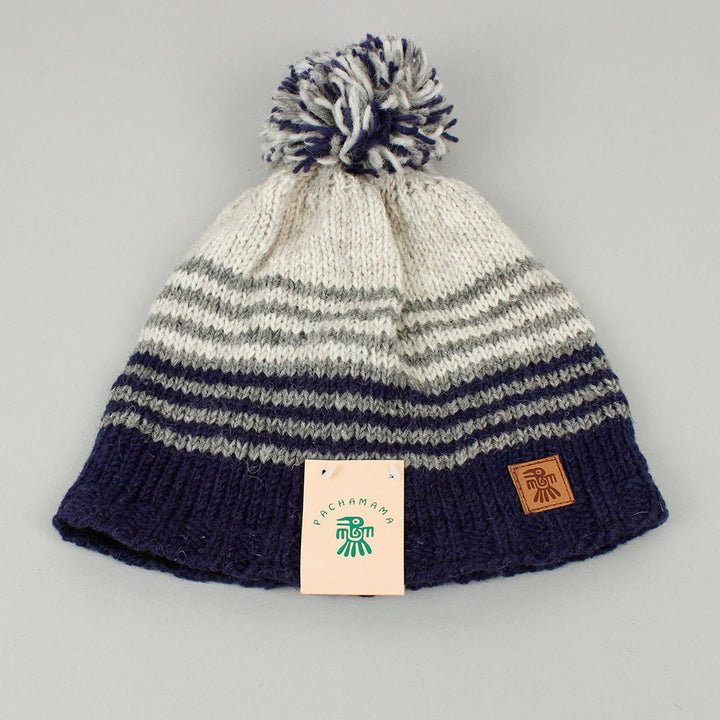 Blakeney Blue & Oatmeal Bobble Beanie - Green Tulip