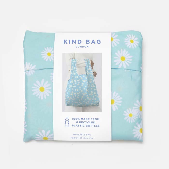 Blue Daisy Reusable Shopping Bag - Medium - Green Tulip