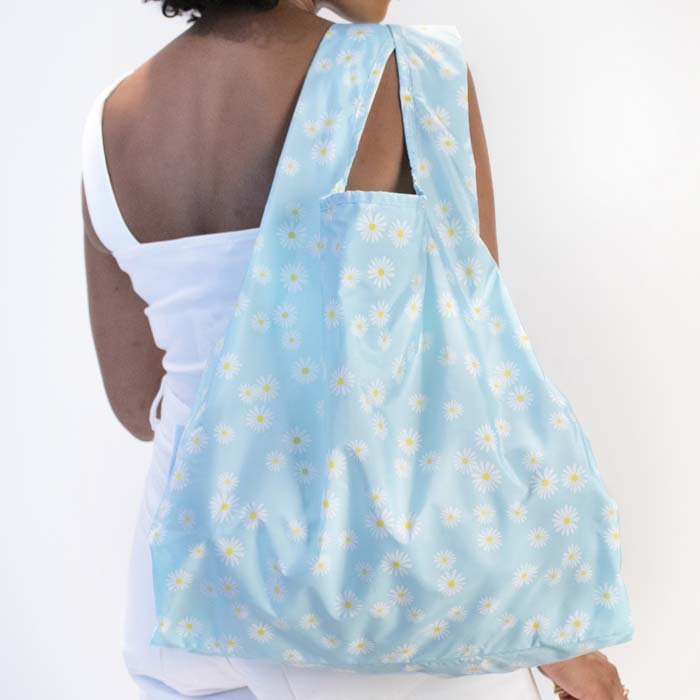 Blue Daisy Reusable Shopping Bag - Medium - Green Tulip