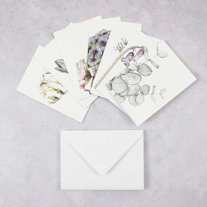 Botanicals Notecard Set - Mixed Box of 8 - Green Tulip