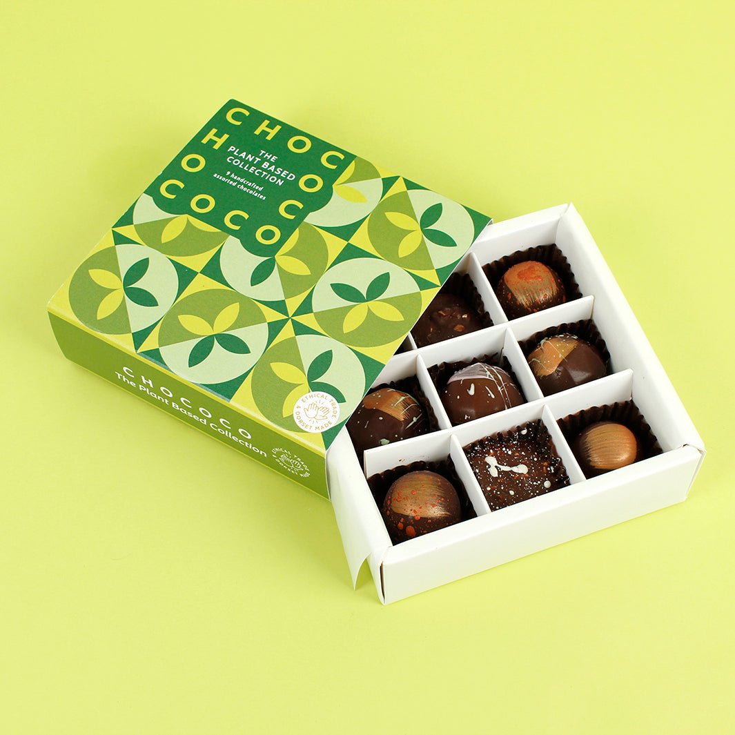 Box of 9 Assorted Plant Based Chocolates - Green Tulip