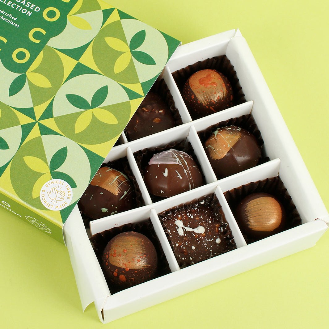 Box of 9 Assorted Plant Based Chocolates - Green Tulip