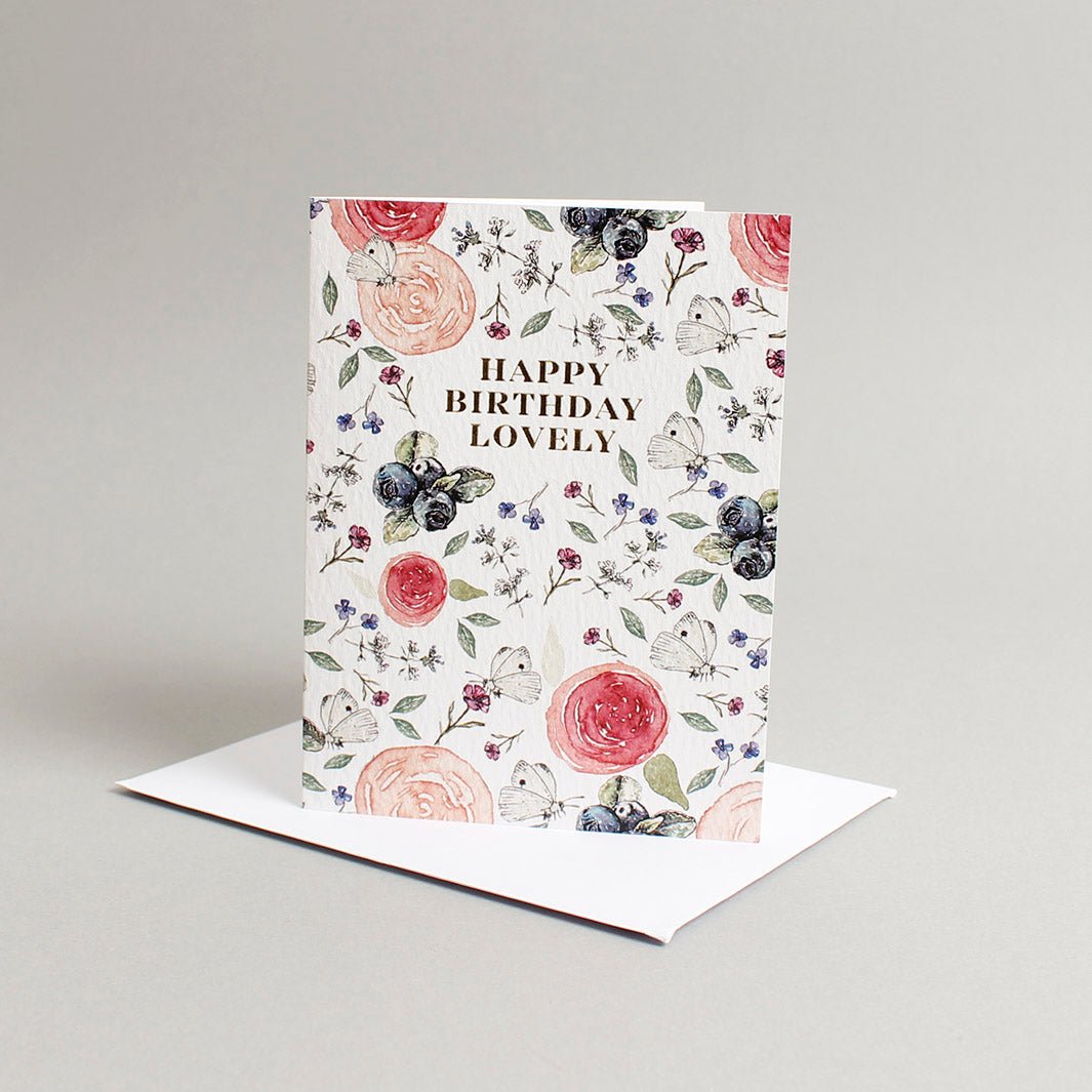 Butterflies 'Happy Birthday Lovely' Mini Card - Green Tulip