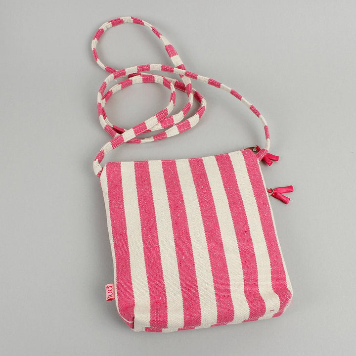 Canvas Pink Stripe Cross-Body Purse - Green Tulip