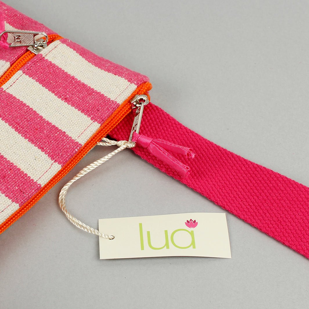 Canvas Pink Stripe Messenger Bag - Green Tulip