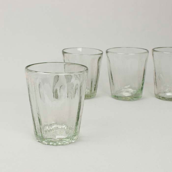 Chunky Recycled Ribbed Flared Tumbler - Clear - Green Tulip