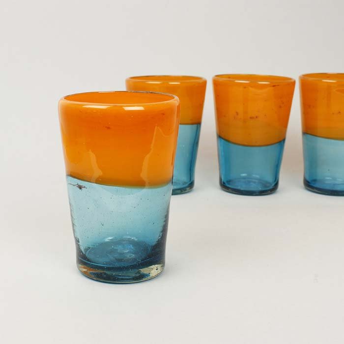 Chunky Recycled Two Tone Tumbler - Orange & Aqua - Green Tulip