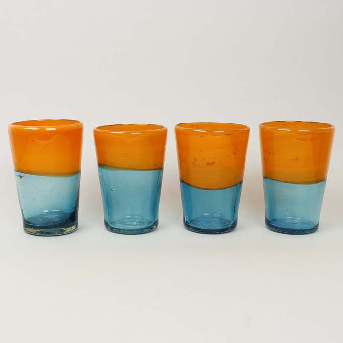 Chunky Recycled Two Tone Tumbler - Orange & Aqua - Green Tulip