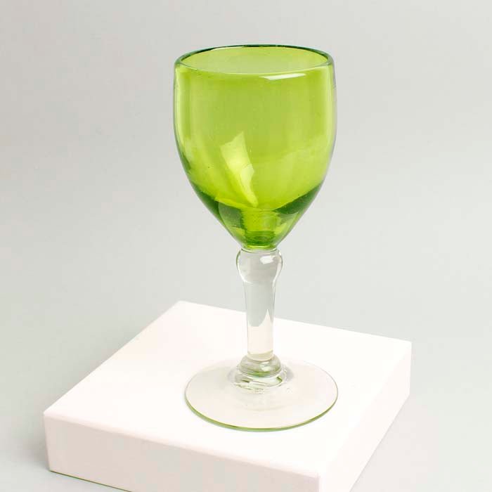 Chunky Recycled Wine Glass - Lime - Green Tulip