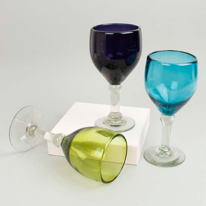 Chunky Recycled Wine Glass - Purple - Green Tulip